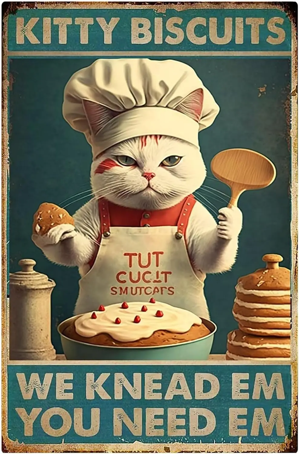 خمر القط كعكة كيتي البسكويت نحن دلك إليك بحاجة إم المشارك معدن الألومنيوم القصدير تسجيل جدار ديكور #1