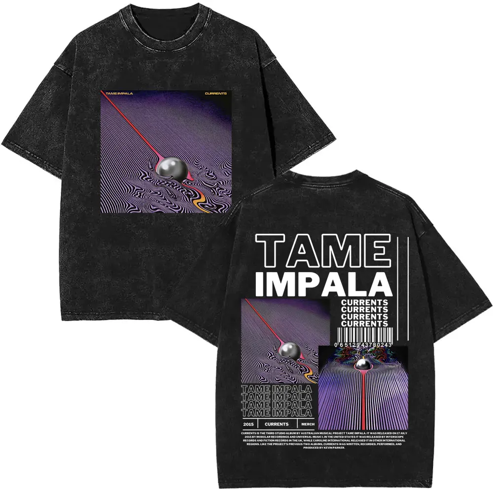 VintageWashed Pop Rock Band Tame Impala Currents Graphic Print T