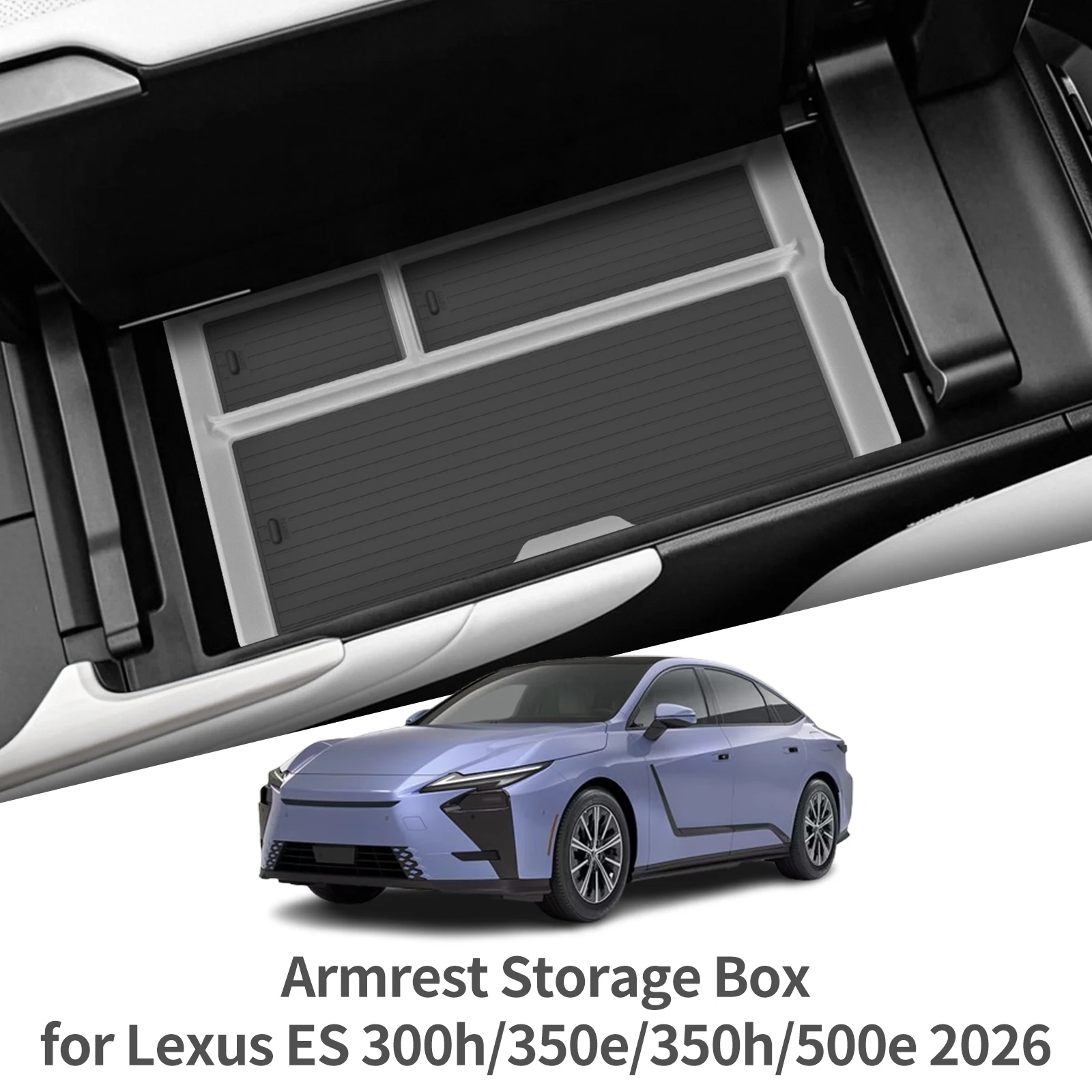 for Lexus ES 300h 350e 350h 500e 2026 Central Console Amrest Storage Box Transparent Organizer Tray Case Car Interior Accessory