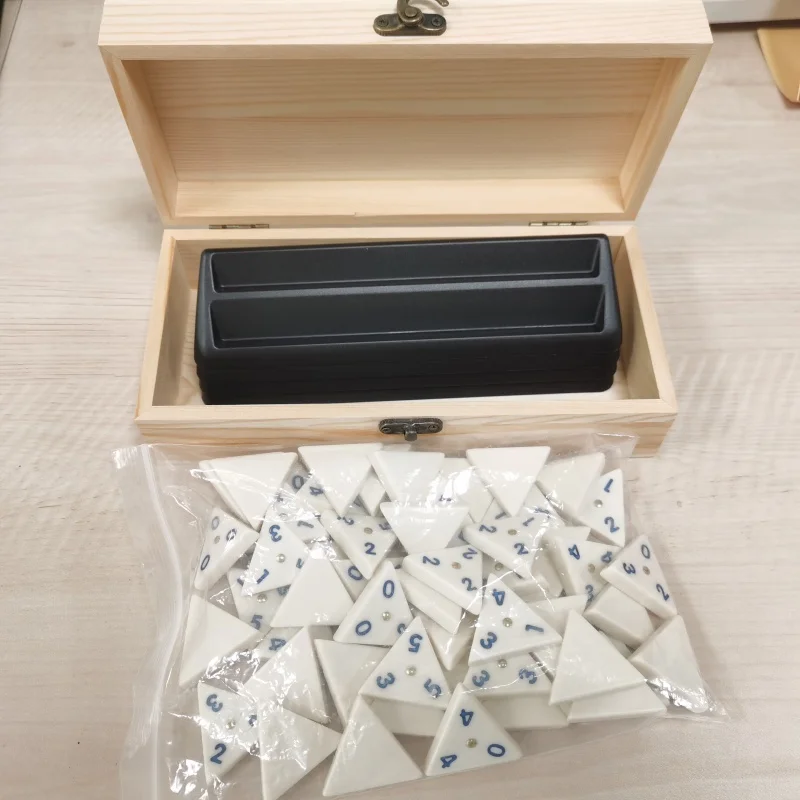 Large Triangular Domino Set with Wooden Gift Box Packaging for Adult & Children Family Gathering And Party Puzzle Toys