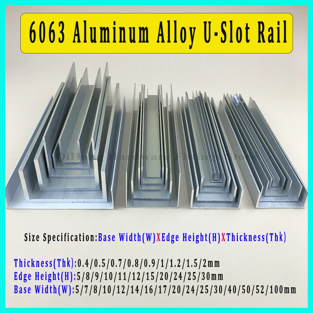 

2Pcs 500mm 6063 Aluminum Alloy U-Slot Rail, 5x5-100x25mm Thk0.4-2mm, Aluminum Profile Fixed Slot Hardware Machining DIY