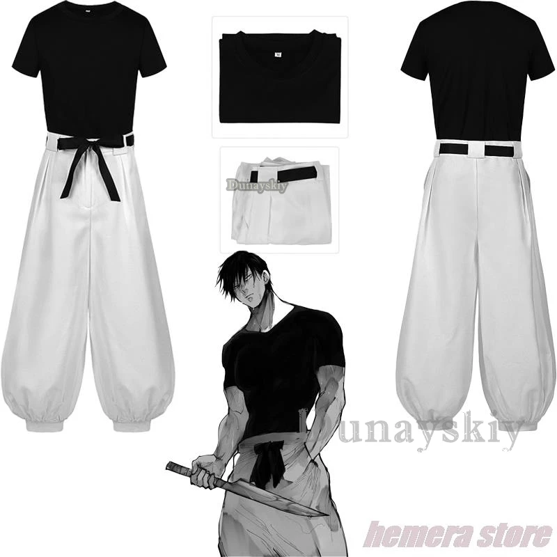 Anime Role Fushiguro Cosplay Toji Costume Adult Unisex Short Sleeve Top Pants Suit Halloween Uniform Party