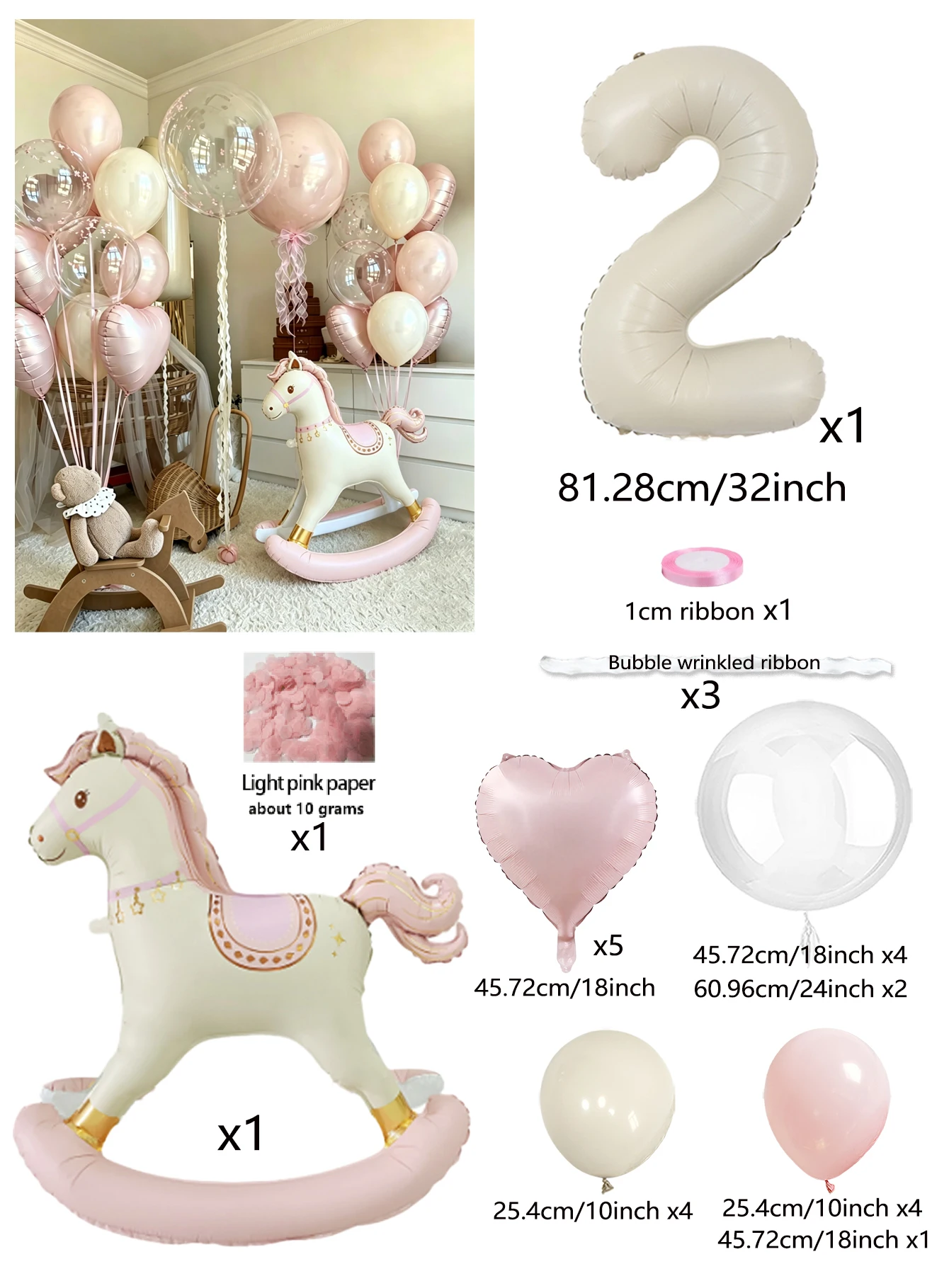 Roze Trojan Ballon Set Roze Shake Horse Folieballon Roze Hartballon voor Verjaardagsfeestje Douche Feestdecoratie Ballon