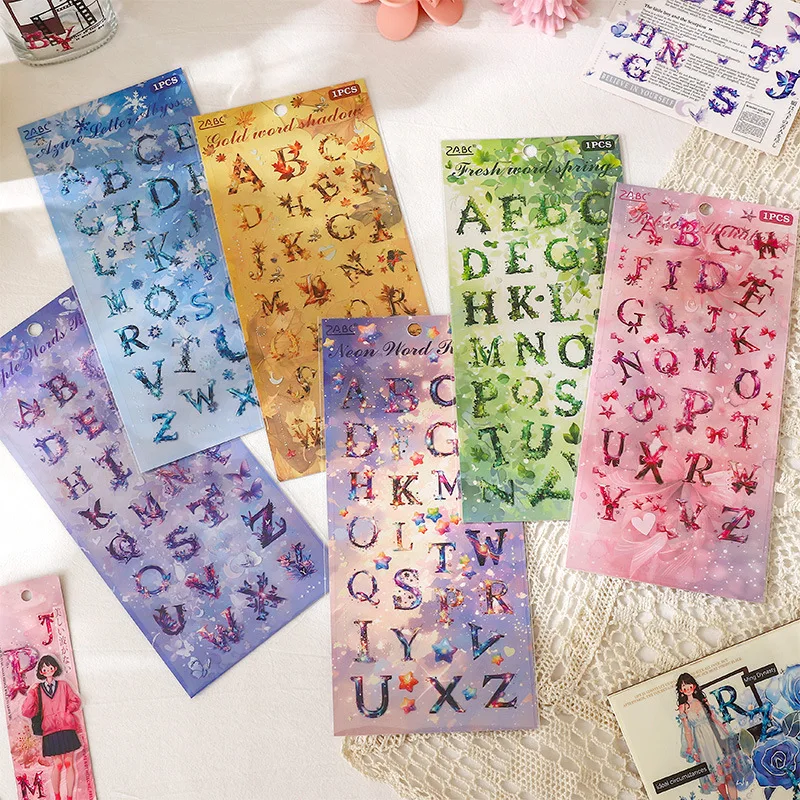 English Alphabet Number Stickers Colorful Adhesive Number Letter Stickers for Decoration Arts DIY Crafts Journaling Supplies