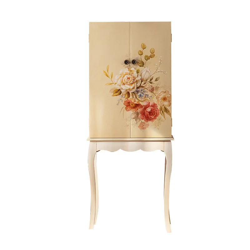 

American retro living room large capacity double door bucket cabinet homestay hand-painted locker light luxury bedroom storag
