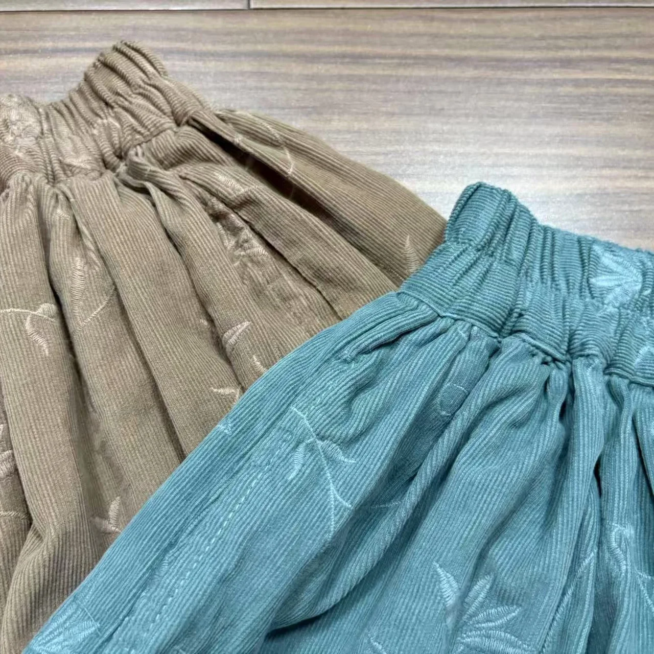 Heavy Embroidery Fine Corduroy Pure Cotton A-Line Skirt Women's High Waist Belted Loose Fit Casual Style Autumn New Arrival