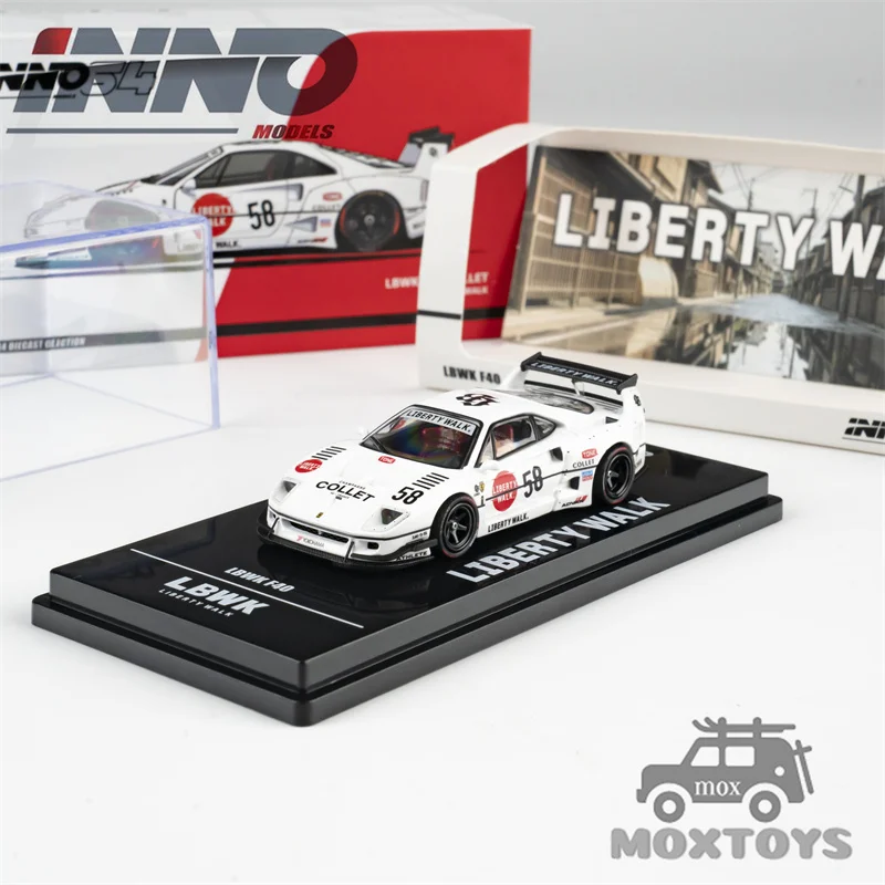 INNO 1:64 LBWK F40 COLLET White no.58 / 787B Winner At 24 Hours Le Mans 1991 orange Diecast Model Car