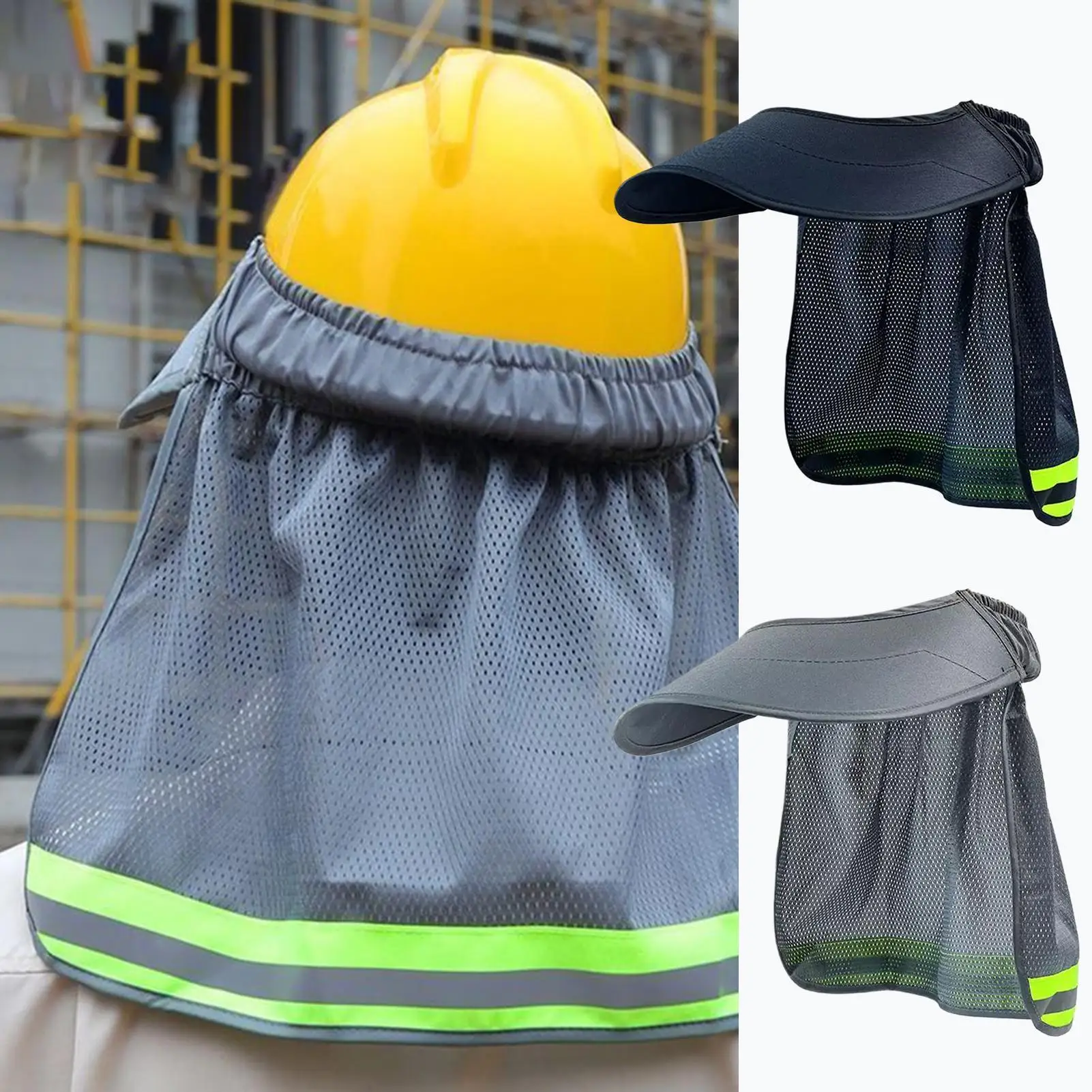 Construction Safety Reflective Hard Hat Shade Neck Shield Helmet Efficient Sun Shade ventilate Outdoor light cool insulation cap