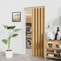36x80 Oak Accordion Door Interior PVC with Handles, Trimmable Track, Space Saving 3