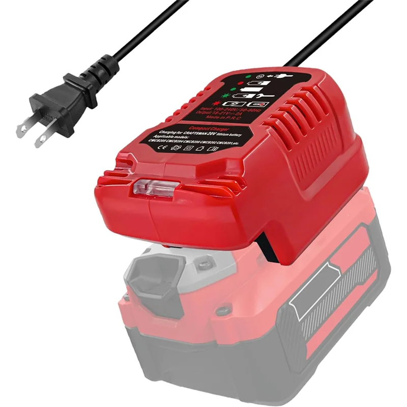 Battery Charger For Craftsman V20 20V Max Lithium Battery Mini Charger For CMCB202 CMCB204 CMCB206 CMCB104 Easy Install US Plug-