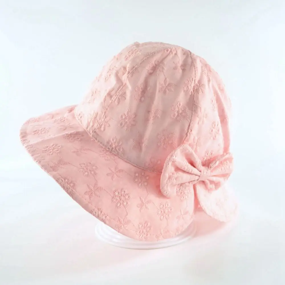 

New Bowknot Summer Children Hats Lace-up Breathable Girls Sun Hat UV Protection Comfortable Bucket Hat Spring And Autumn
