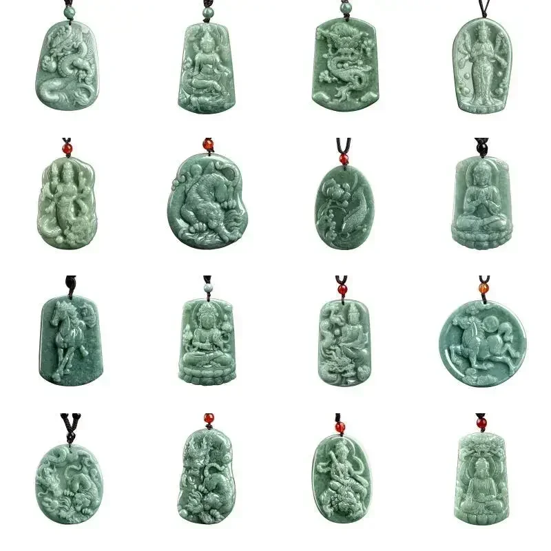 Green Burmese Jadeite Pendant Accessories Gifts for Women Natural Gemstone Grade A Jade Amulet Luxury Necklace Jewelry Emerald