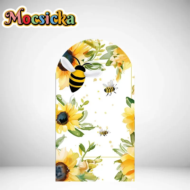 Mocsicka غطاء قوس على الوجهين التصوير خلفية لطيف ليتل النحل خلفية ديكورا الوليد حفلة عيد ميلاد استحمام الطفل الدعائم