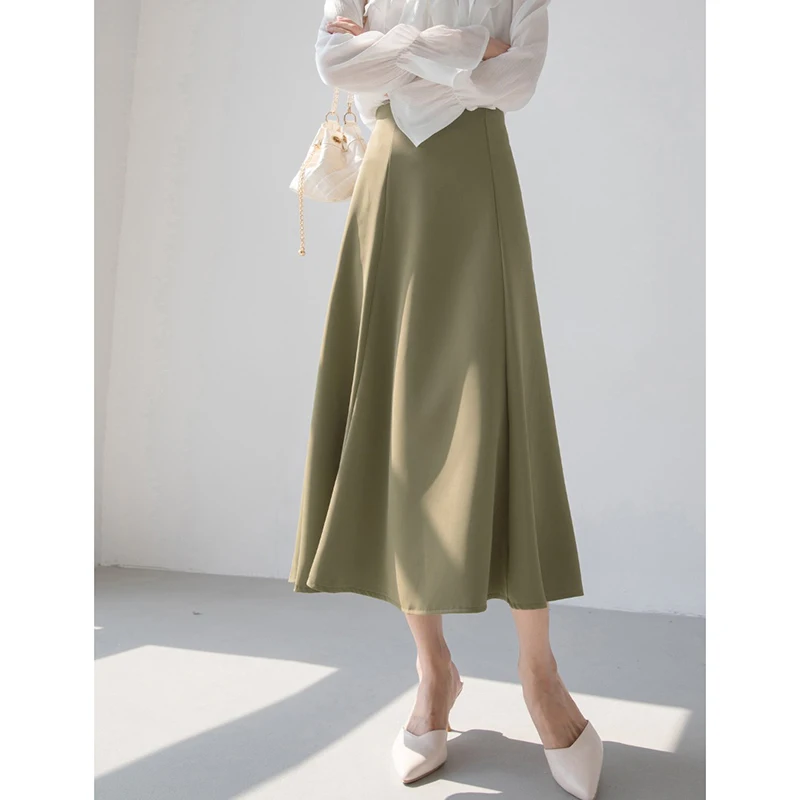 

Suit Fishtail Skirt Women Korean New Solid High Waist Basic Skirt Office Lady Versatile Loose Mid Length Skirt Female