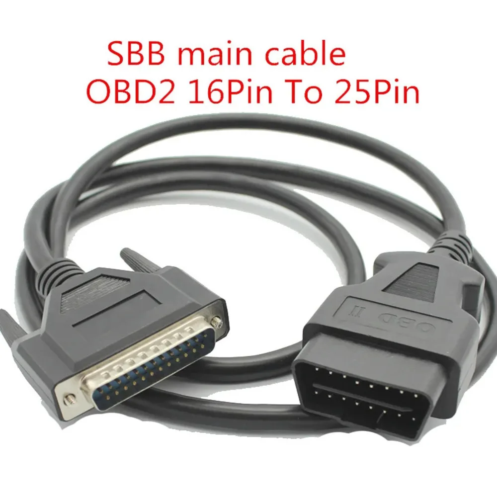 Universal 100Cm OBD2 16Pin To 25Pin Male OBDII Adapter Car Connector Extension Main Cable For SBB Key Programmer Tools