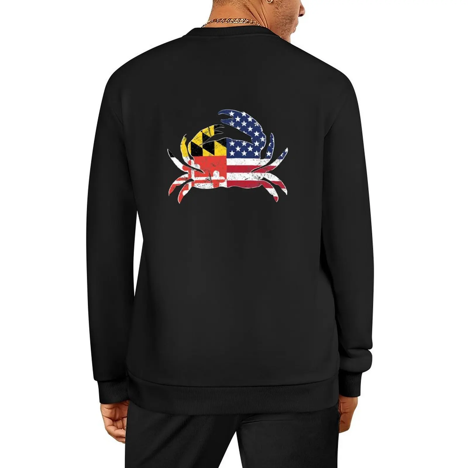 

Maryland State Flag American Flag Blue Crab Pullover mens clothes men clothes korean clothes hooded sweatshirt