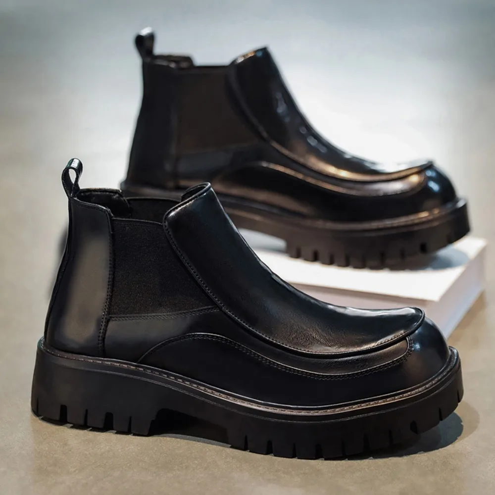 2026 New Arrival High‑Top Simple Men Short Boots Anti‑Slip Wear‑Resistant Versatile Chelsea Boots British Style Work Boots