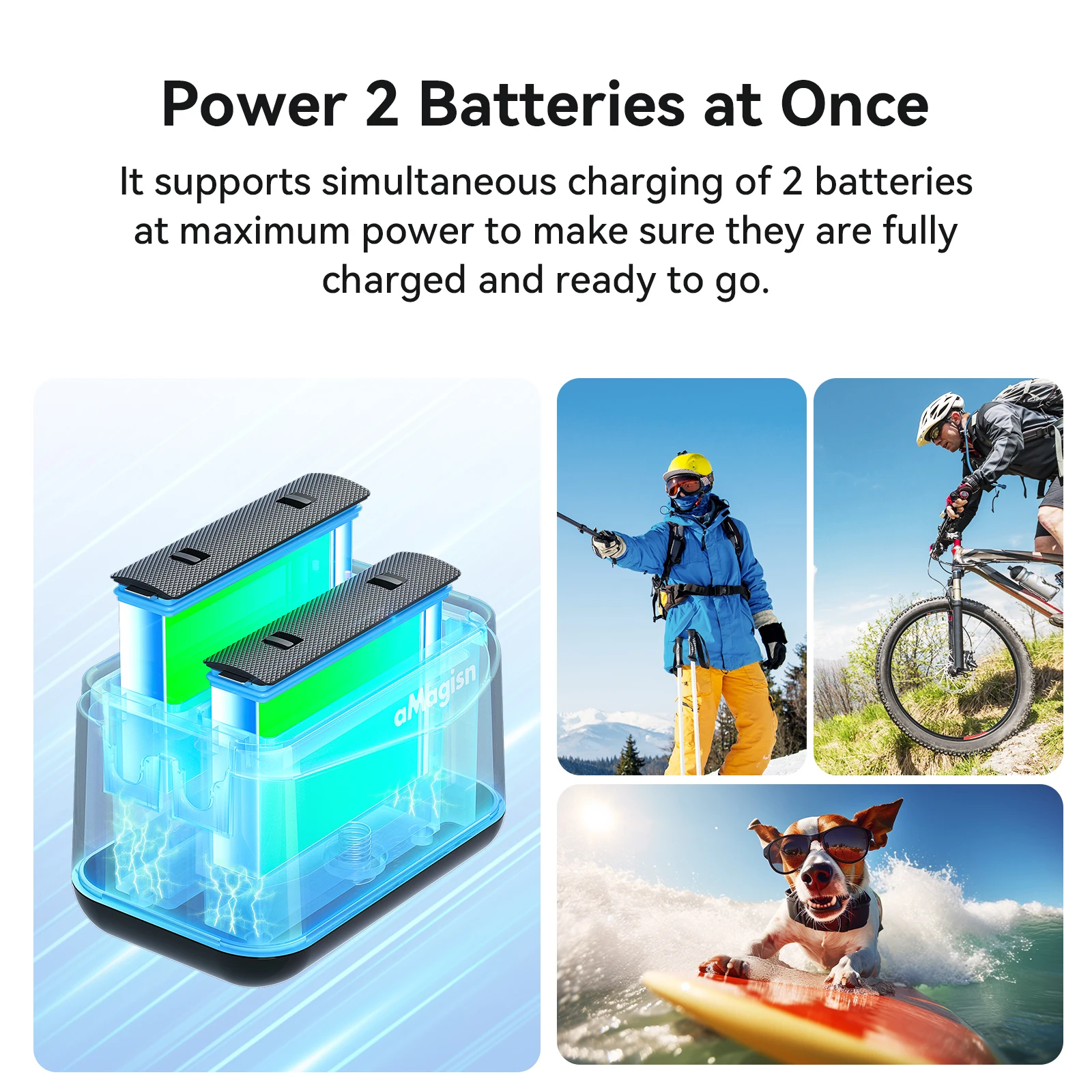 aMagisn 2-in-1 Akku-Ladestation für Insta360 X4 Air, 2-Slot-Schnellladegerät mit Dual-Micro-SD-Kartenspeicher für X4 Air, nicht für X4