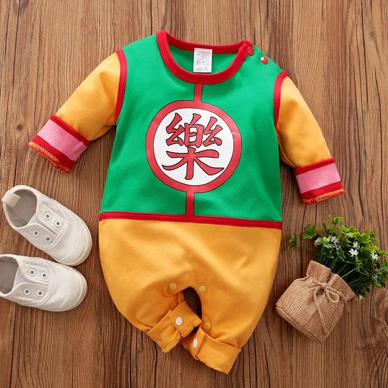 Anime Dragon Ball Naruto One Piece Baby Summer Costume Short Sleeve Goku Luffy Anime Style Newborn jumpsuit