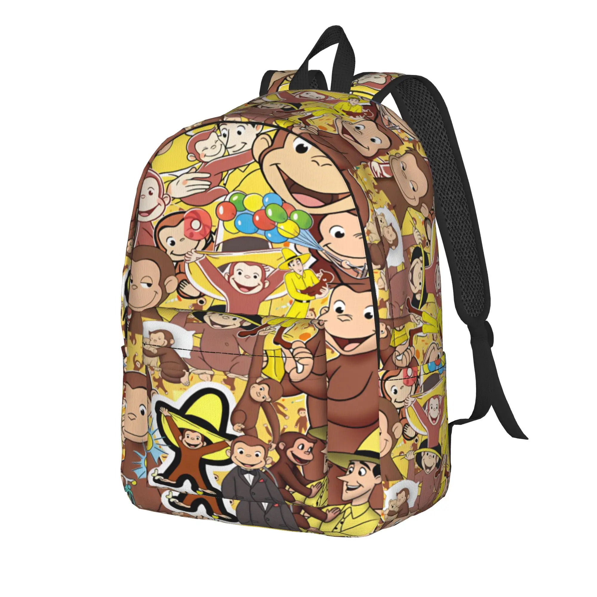 Curious George Monkey Backpack  Student Polyester Sport Backpacks Soft Fashion High School Bags Rucksack