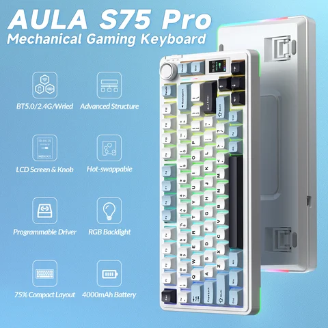 Беспроводная механическая игровая клавиатура AULA S75pro RGB