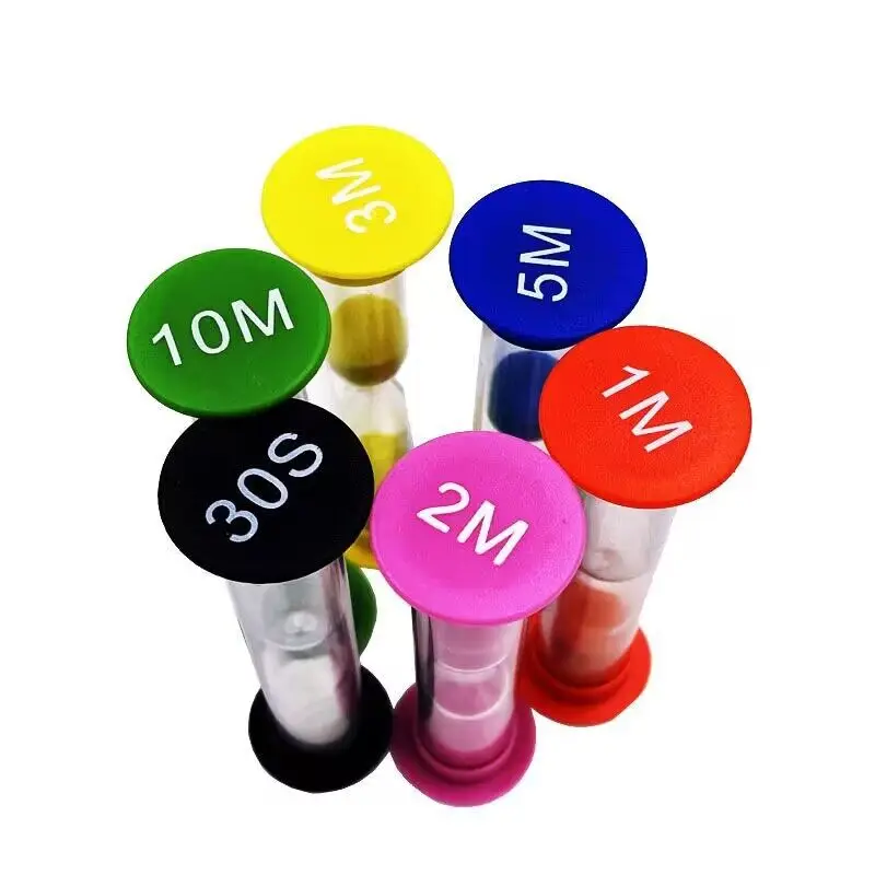 Vibrant 6-Pack Hourglass Timers in Assorted Colors - 30 Secs/1 Min/2 Min/3 Min/5 Min/10 Min