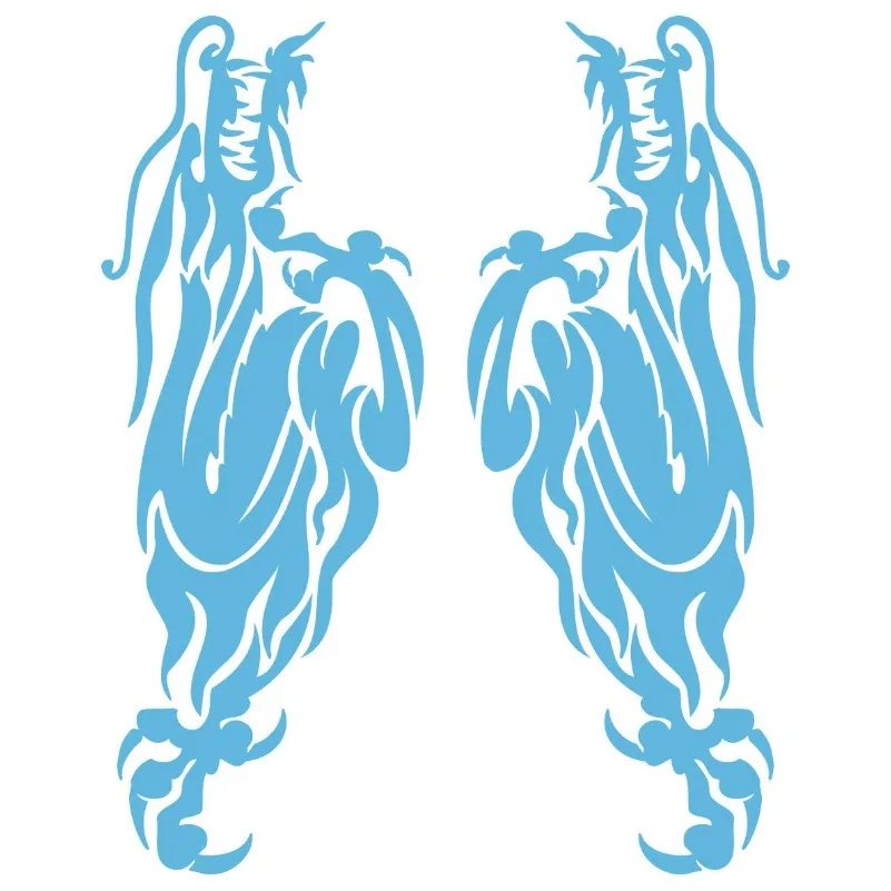 1Pair Dragon Pattern Die-Cut White Waterproof Sticker, 195×73mm Large for Car & Motorcycle Left-Right Symmetrical Decor