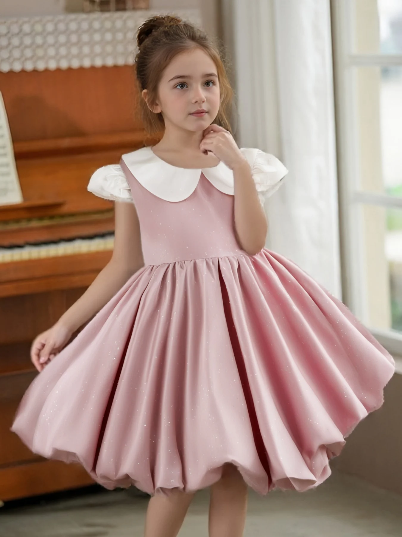

Flower Princess Dress for Girls Formal Knee-Length Baptism Birthday Party Wedding Gown for Baby Children Princess Dresses