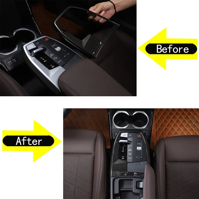 

For BMW X1 IX1 U10 U11 2023-2024 Car Central Control Gear Panel Decorative Frame Sticker ABS Carbon Fiber Interior Accessories