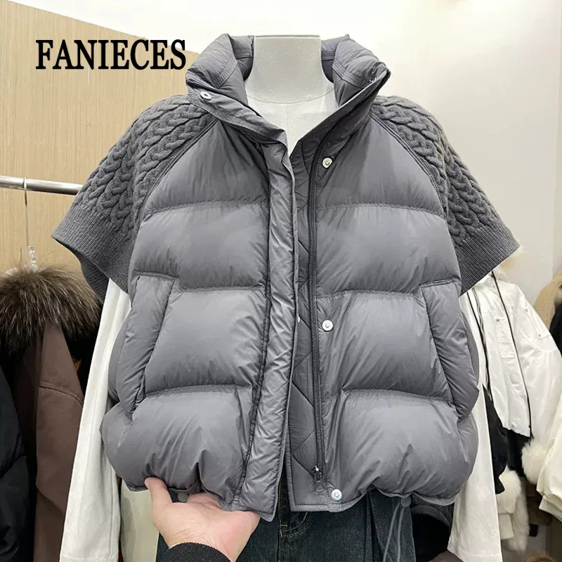Жилет Loose A-line Cotton Vest Jacket Women Fall Winter Stand Collar Zipper Quilted Pocket Casual Lightweight Padded Coat куртка