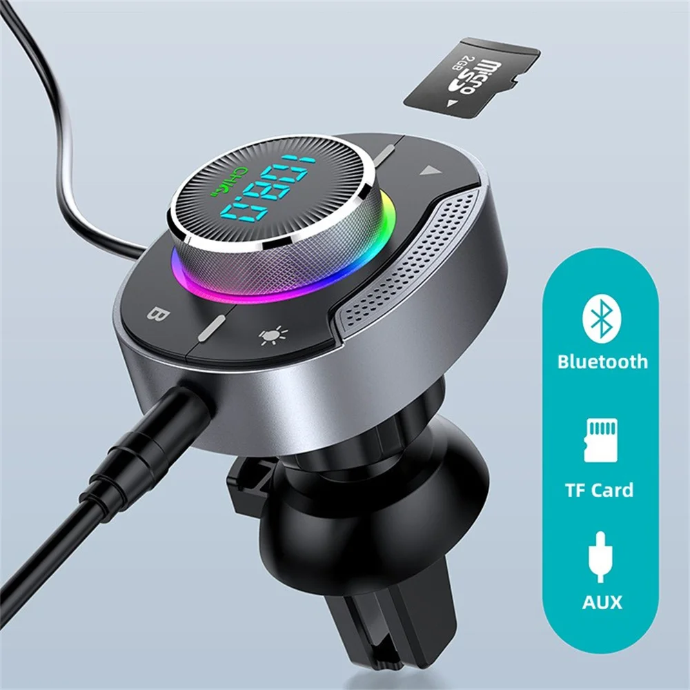 Bluetooth 5.3 FM nadajnik samochodowy 3.5mm AUX Adapter MP3 odtwarzacz PD 30W QC 3.0 szybka ładowarka hi-fi Adapter muzyczny głośnomówią połączenie