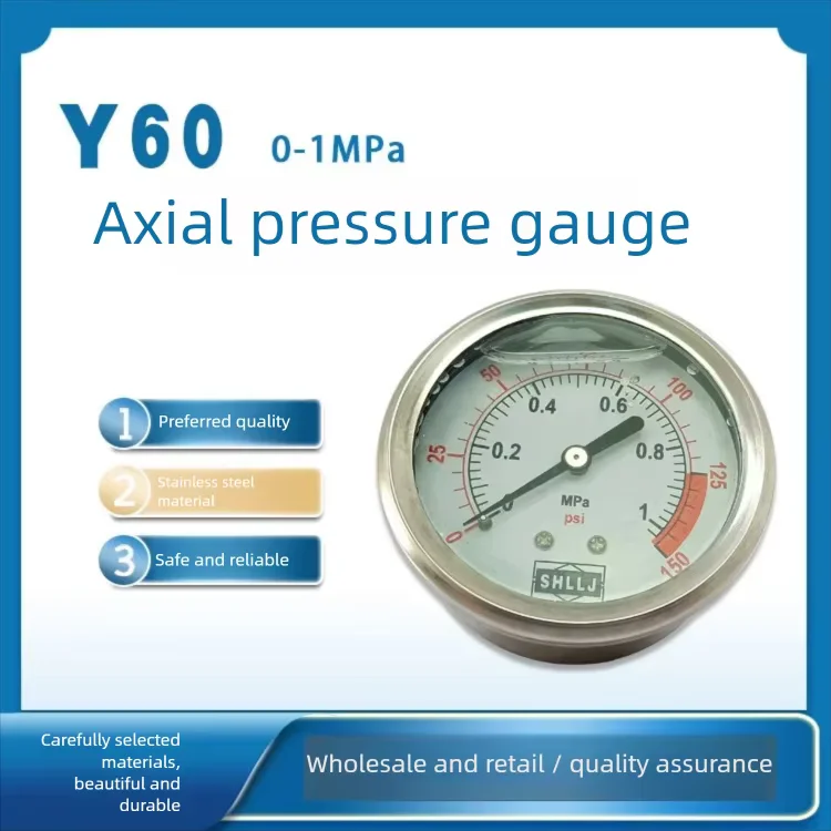 

Y60 Axial Mount Pressure Gauge Bottom Connection Raw Water Inlet Pressure Gauge Replacement Meter for RO Water Purifier Reverse