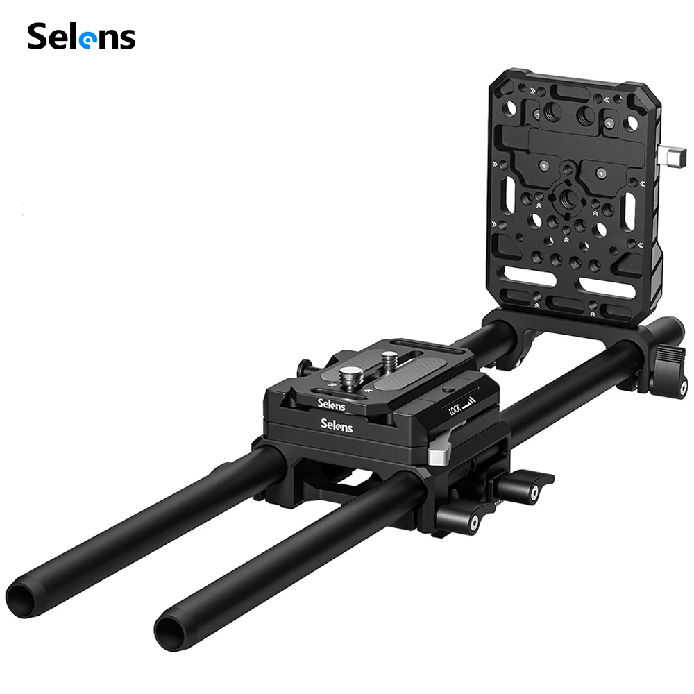 Selens Schnellwechsel-Grundplatte 10/15/20cm 15mm Doppelstangensystem Schwalbenschwanz-Adapter QR-Grundplatte für Manfrotto DSLR-Kamerakäfig