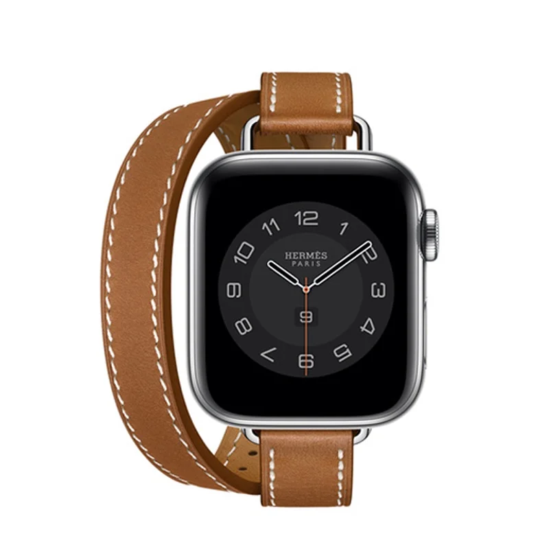 Attelage جولة مزدوجة حزام جلد طبيعي ل أبل سلسلة ساعة SE/6/5/ iWatch سوار الفرقة ساعة ذكية 41 مللي متر 45 مللي متر