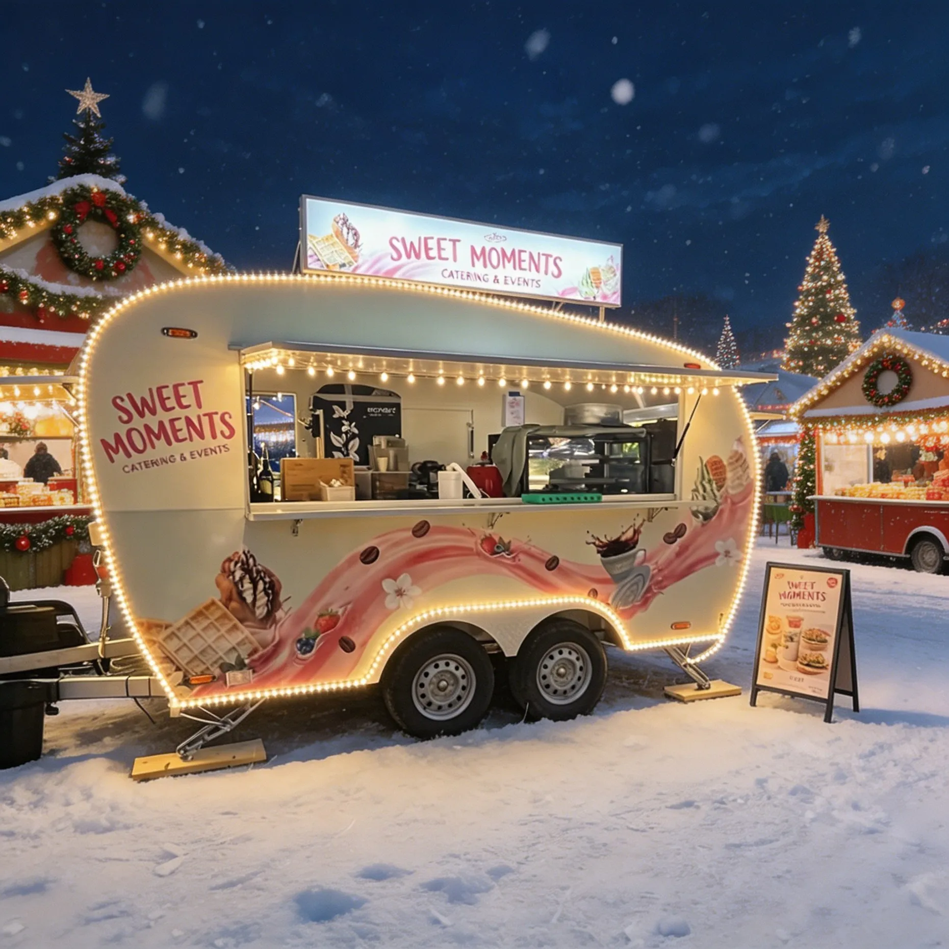 Outdoor Food Trailer Main Color Flexible Location Mobile Kitchen Catering Truck