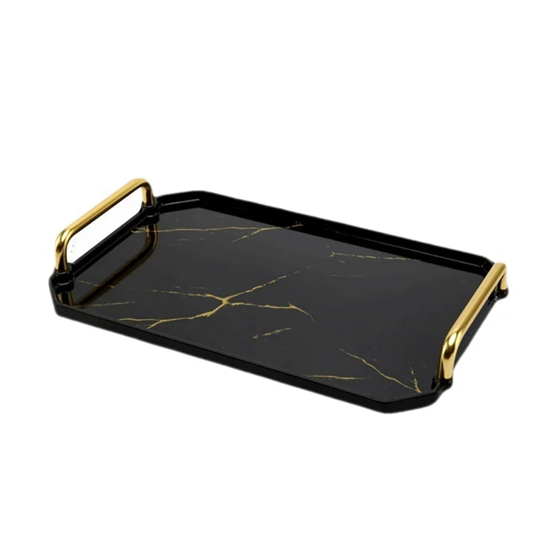 

-FDDT Imitation Porcelain Storage Tray Marbled Square Tea Tray Jewelry Cosmetics Water Cup Food Storage Home Decoration Easy To