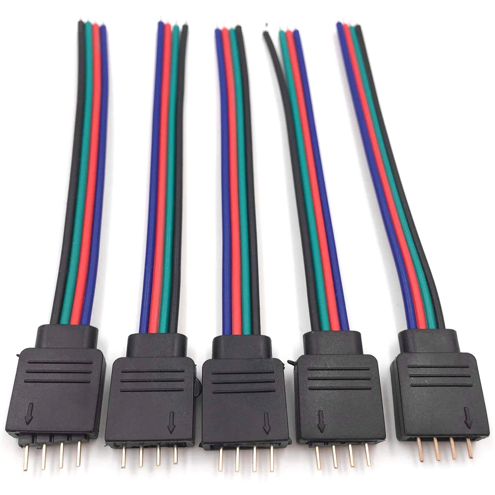 Bộ 5 10Cm 4pin Nam Nữ Dây Để Điều Khiển Cáp Dây Cho 5050 Nhiều Màu Sắc RGB SMD3528 Dây Đèn LED ánh Sáng