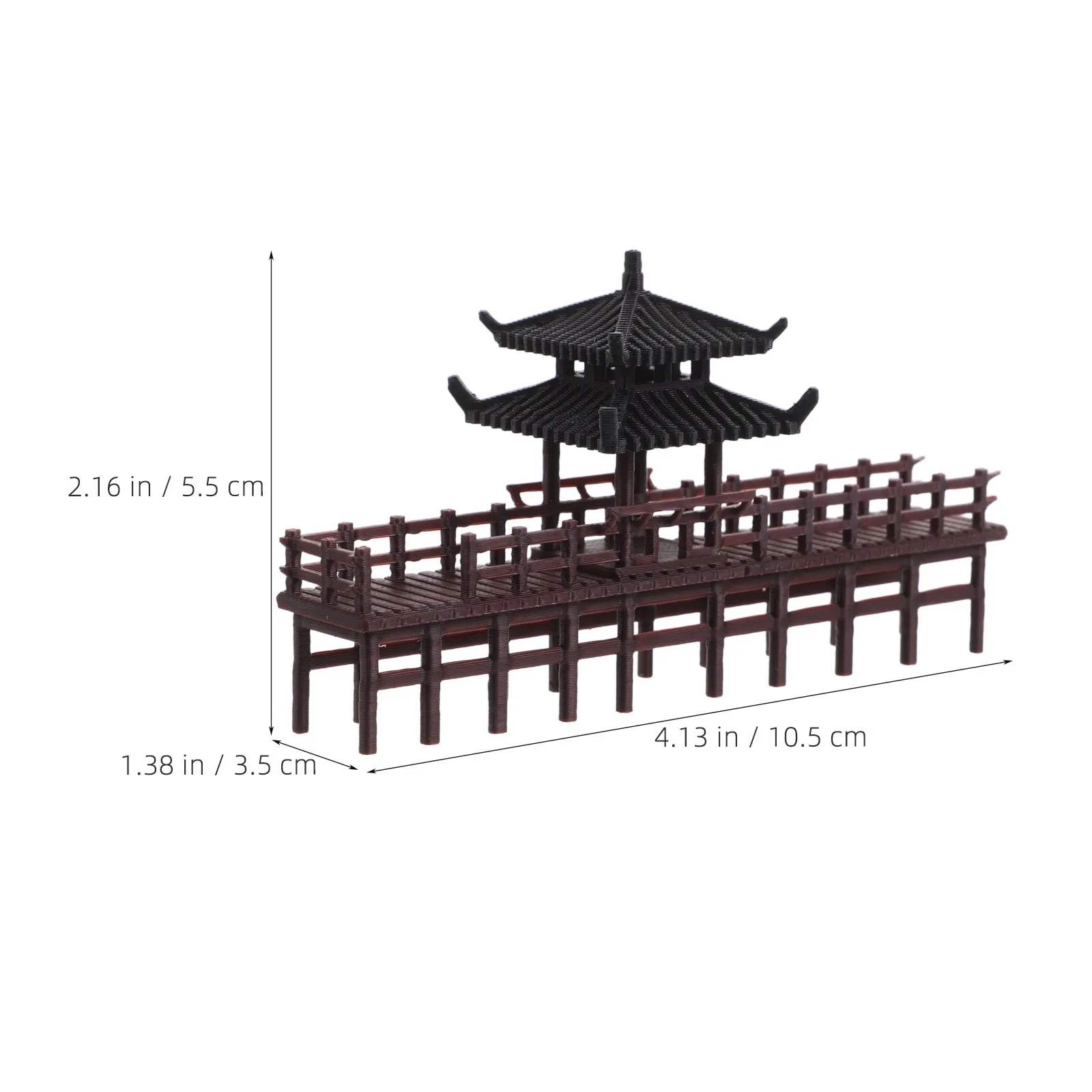 Mini Chinese Pavilion Bridge Landscape Ornament for Aquarium Bonsai Garden Desktop Decorative Sculpture Desktop Ornament