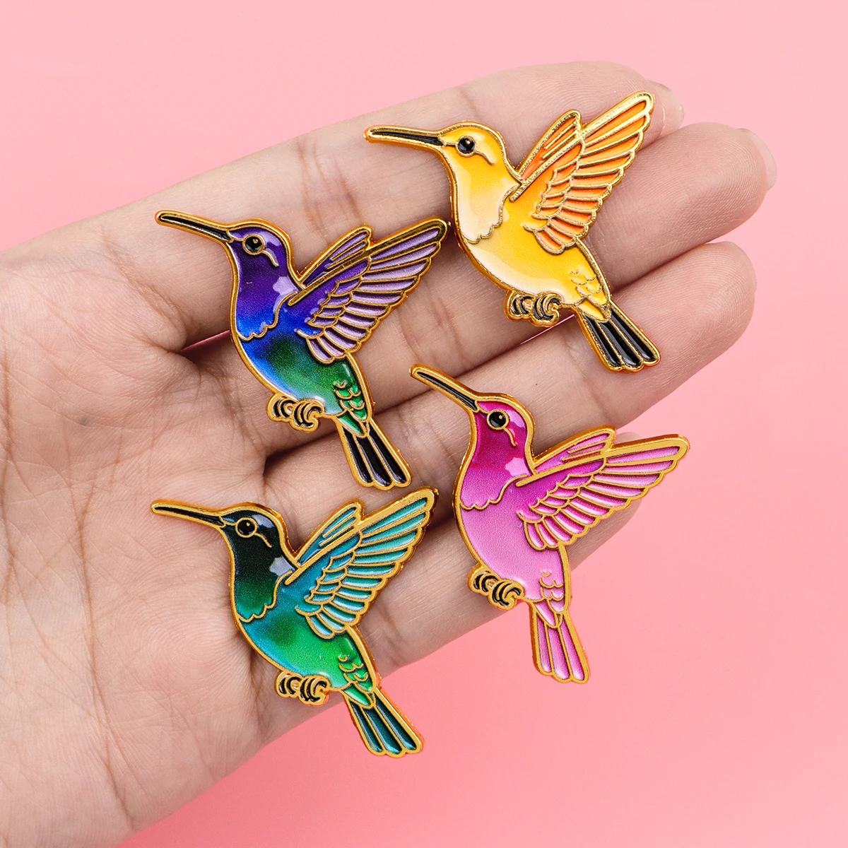 Pin de solapa de esmalte colibrí multicolor para chaqueta - imagen 5