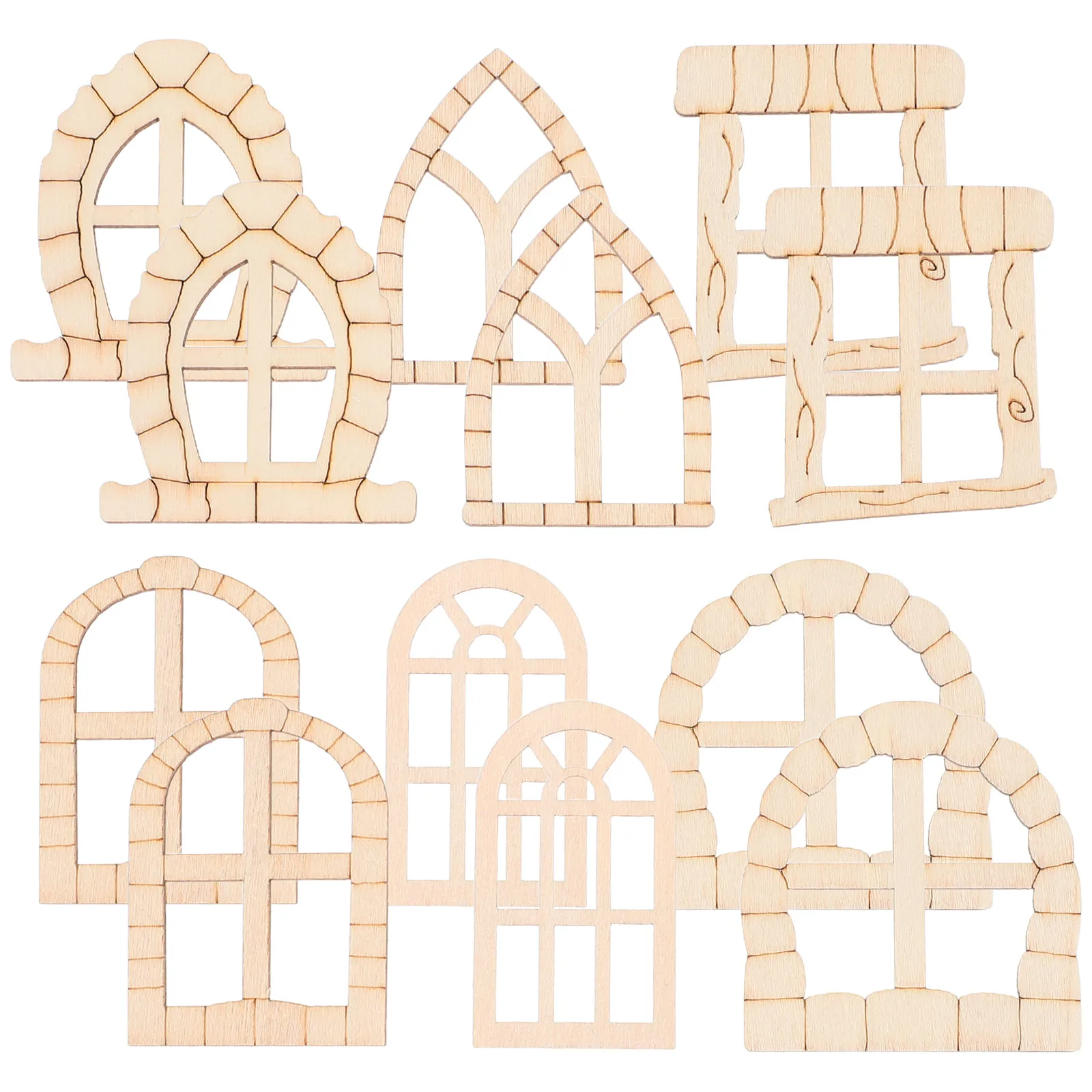 

100Pcs Unfinished Wooden Fairy Door Garden Gate Set Miniature DIY Decor for Trees Balcony Bonsai Micro Landscape Natural Wood