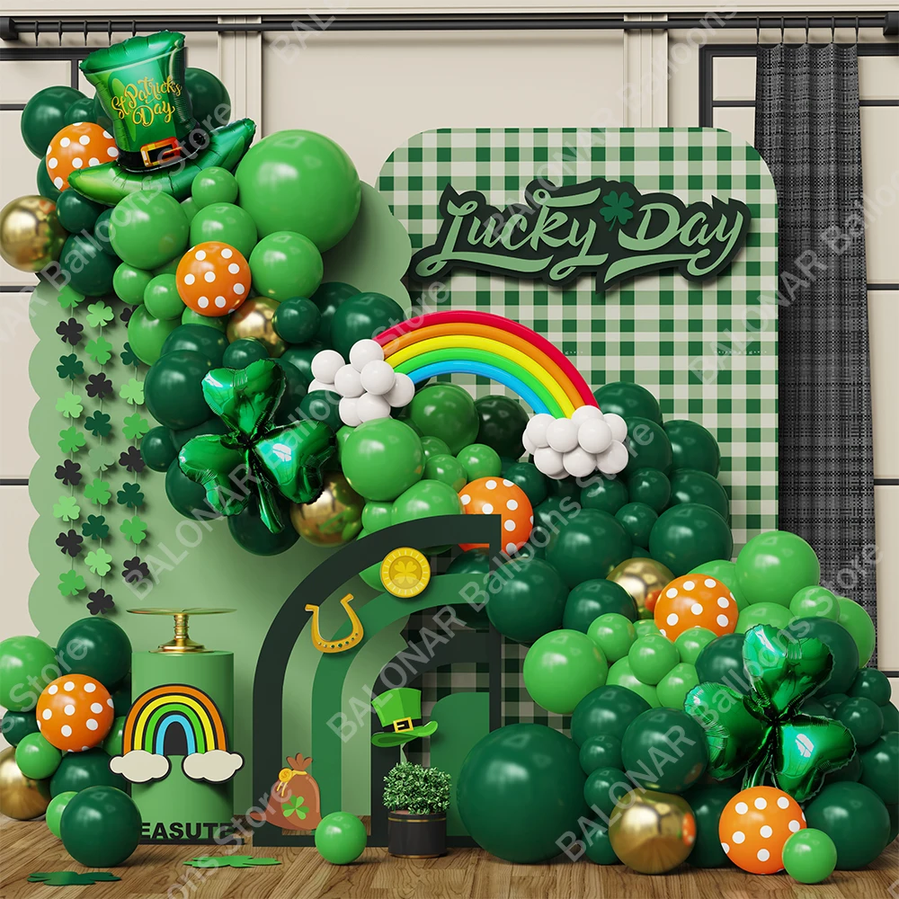 

123pcs St. Patrick’s Day Theme Balloon Garland Arch Kit Clover Foil Balloon For Irish Festival Series Atmosphere Party Decor