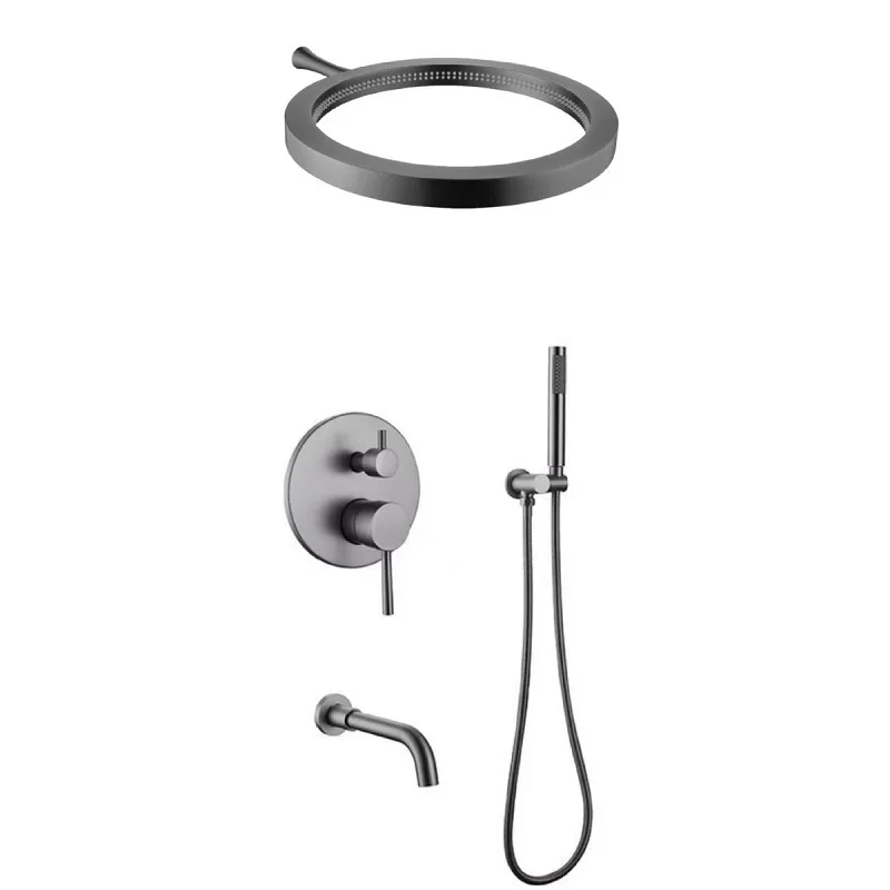 الفاخرة 400 مللي متر التعميم الأمطار دش سماعات رأس عدة ماتي الأسود راحة نظام دش الماء الساخن البارد صنبور صمام النحاس ، رمادي