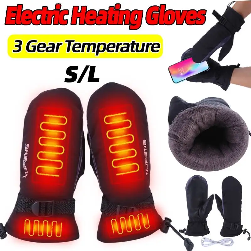 

Winter Warm Heated Gloves USB Charging Electric Heating Thermal Gloves 3 Gear Snowboard Hand Warmer for Climbing Hiking Cycling