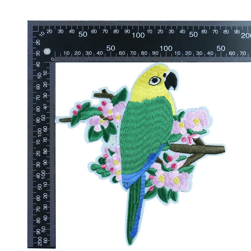 Animals Parrot Flower Patch Big Embroidery Applique for Cloth Iron on Clothes Stickers Decor T-shirt Jackets DIY Apparel Sewing