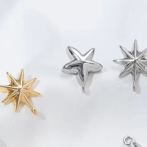 

14K Gold-Plated Starfish Pendant, Hexagonal Star Stud Accessories, Necklace, DIY Earrings, Pearl Earrings, Handcrafted Materials