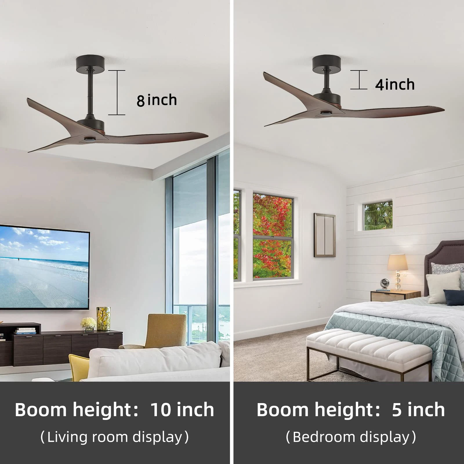 52" Outdoor Ceiling Fan Without Light with Remote Control ,3 ABS Blades Ceiling Fan 6-speed Reversible DC Motor Ceiling Fan