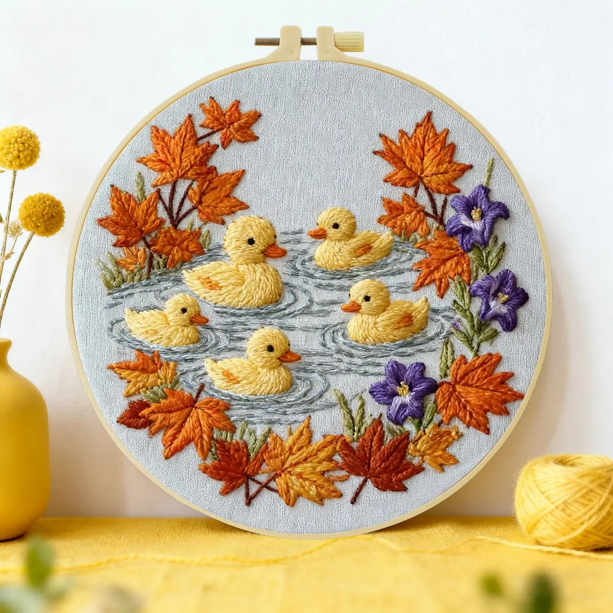 1pc 20X20CM/15X15CM 7.87/6.3inch Little Yellow Duck Embroidery Starter Kit DIY kit DIY embroidery kit manualidades Sewing Art