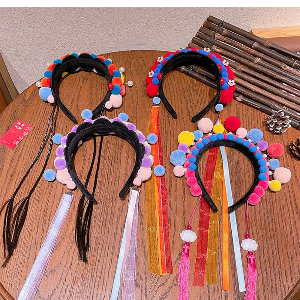 

Tassel Beijing Opera Headband Tang Suit Hair Hoop Hanfu Headwear Pearl Girl Hair Accessories Chinese New Year Headwear Children