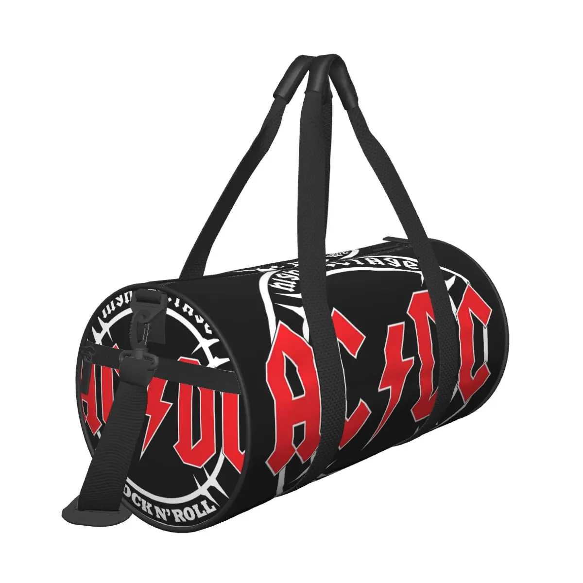 Men Travel Bag Hells Bells Gym Bag Large Vintage Ac Dc Rock Weekend Pattern Handbag Colorful Fashion Sports Bag