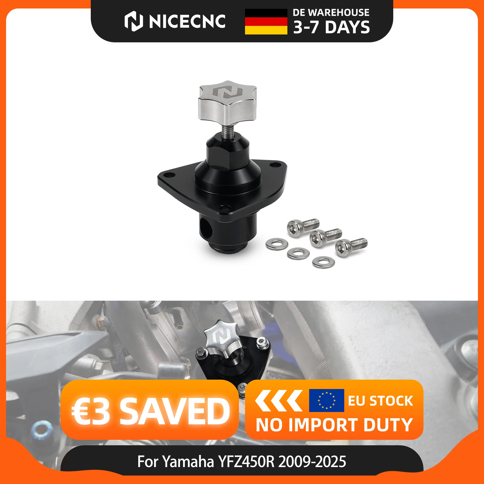 NICECNC per Yamaha YFZ450X YFZ450R SE 2009-2025 Valvola di regolazione manuale del flusso d'aria a vuoto in alluminio, accessori ATV 18P-13750-01-00